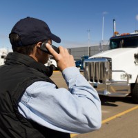 truck driver with phone